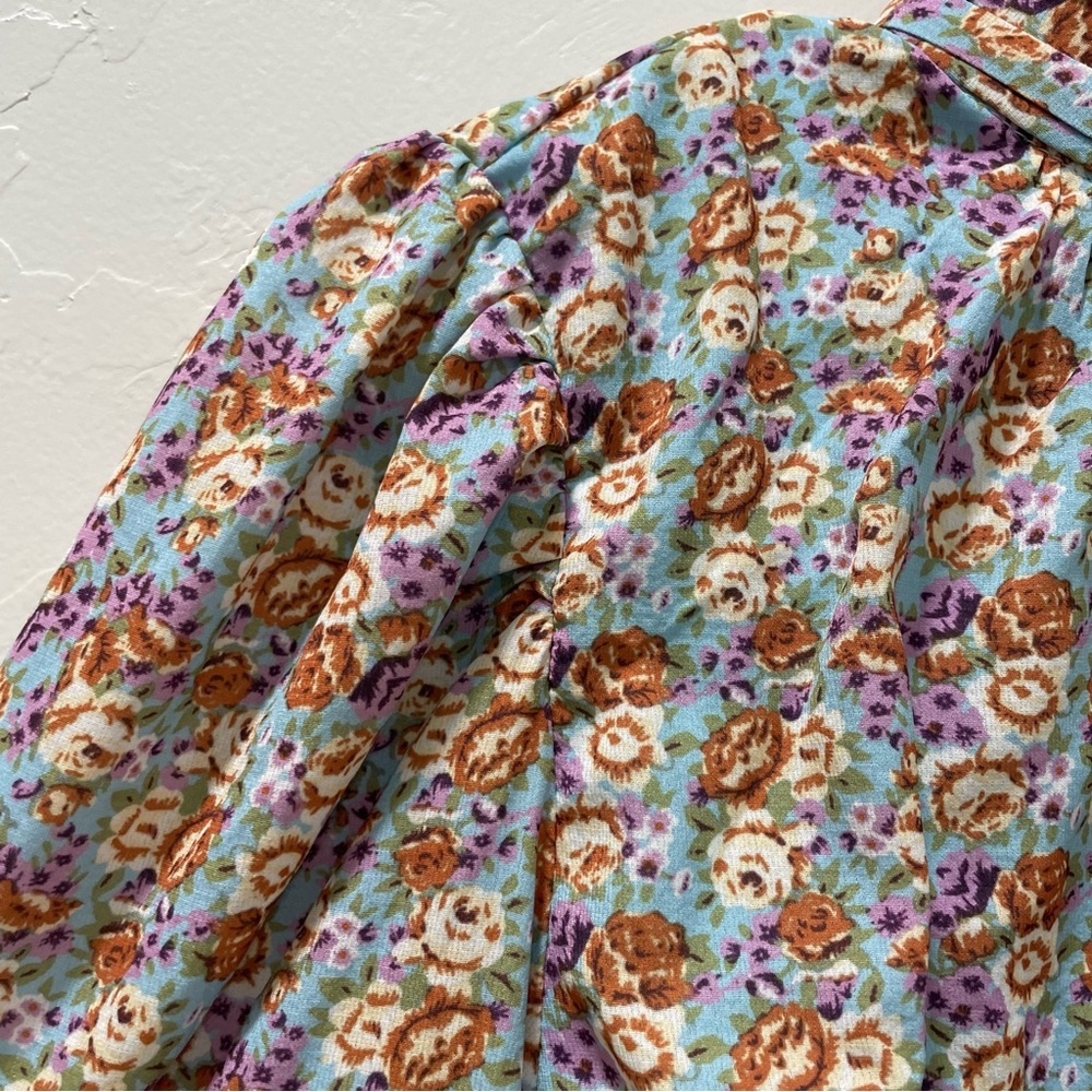 NWT Bohme Women's Small Brissa Floral High Neck Open Back Tie Blouse - Picture 13 of 16